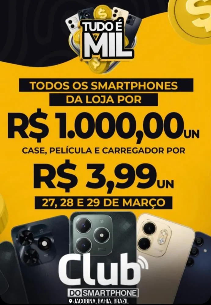 Promoção de verdade na Club do Smartphone: qualquer celular por R$ 1.000,00!