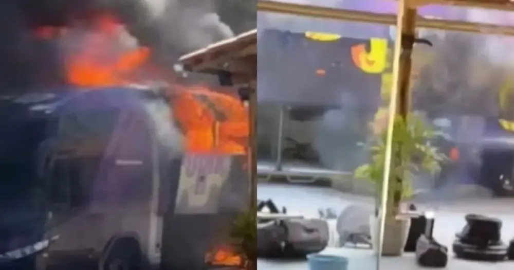 VÍDEO: Ônibus da banda Djavú pega fogo após show em Olhos-d'Água (MG); integrantes relatam “livramento”